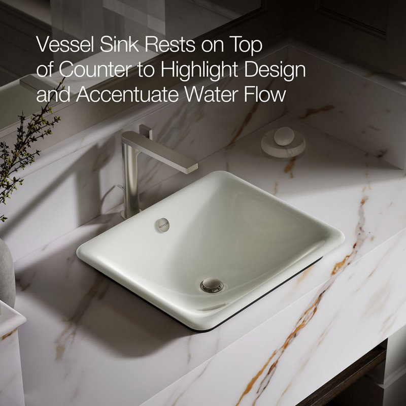 Iron Plains 6.3" Tall Metal Rectangular Bathroom Sink with Overflow, Dune