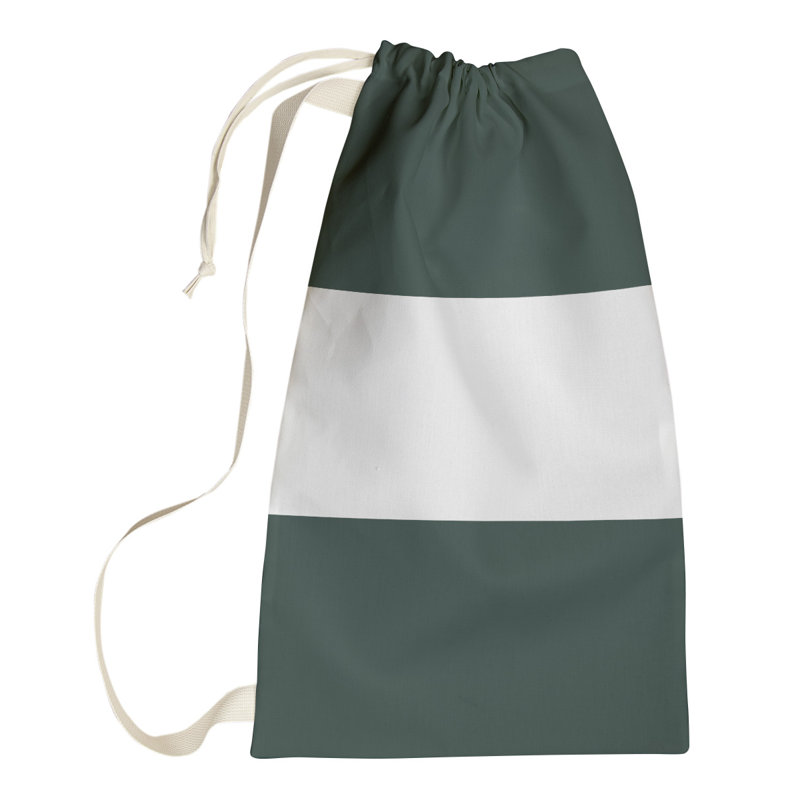 Utah Fabric Laundry Bag with Handles, Medium (36" H x 28" W), Green/White