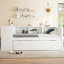 Lit de jour simple avec lit gigogne, structure de lit de jour en bois avec tiroirs de rangement et tablettes latérales, lit de jour avec bureau, aucune boîte à ressorts nécessaire, blanc-436740921-436740926