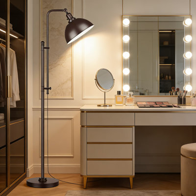Lampe sur pied industrielle réglable avec télécommande, lampe sur pied rustique pour salon, chambre à coucher, bureau avec ampoule intelligente à intensité variable
