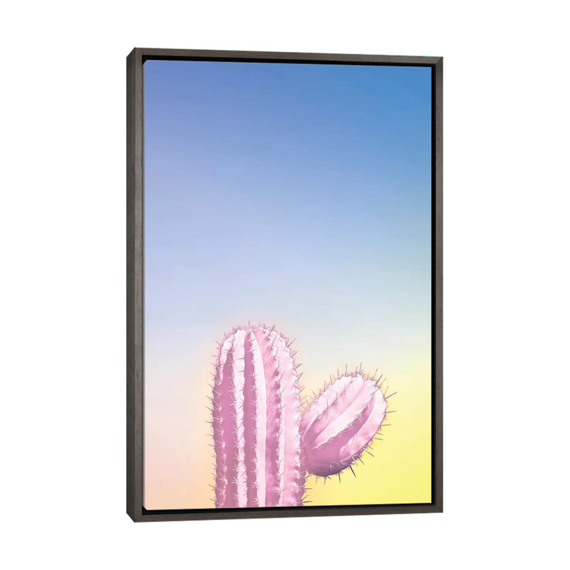 Art my cactus, Toile encadrée de bois rustique foncé, H 26 po x l 18 po x P 1,5 po