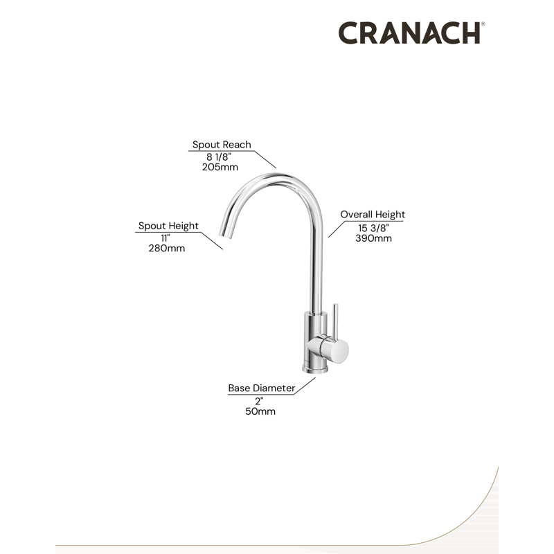 Angelsey Single-Handle Modern Kitchen Faucet, Swivel Prep Sink Faucet 1.6 GPM, Chrome