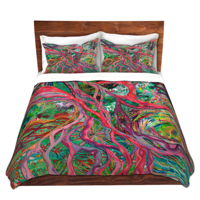 Ensemble de housse de couette simple DiaNoche en microfibre par Sonia Begley - Tropical Coral Sunrise