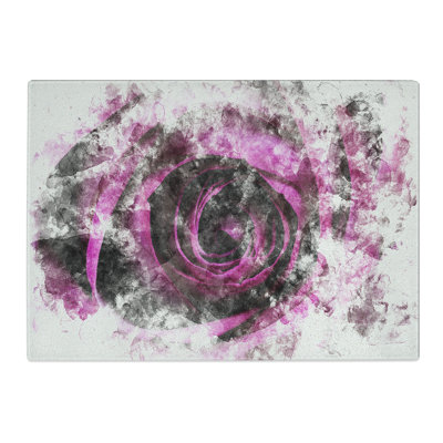 Tempered Glass Striking Purple Rose Chopping Board