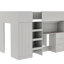 Lit mezzanine gris avec garde-robe, bureau, tablettes de rangement et tiroirs pratiques