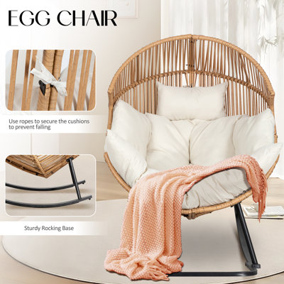 Calcedonio Outdoor Rocking Egg Chair with Cushion
