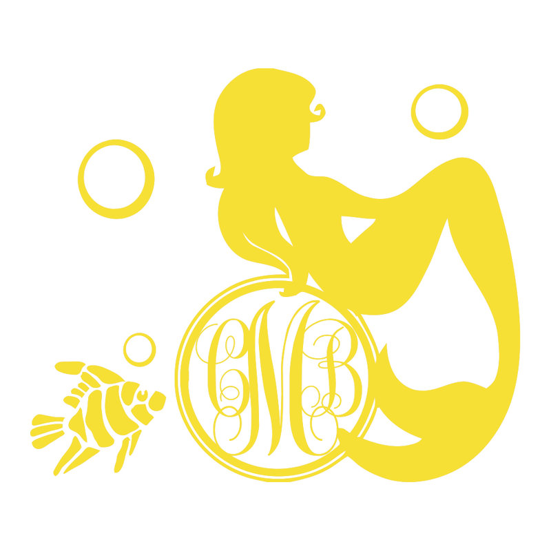 Décalcomanie murale chambre de bébé sirène, Jaune
