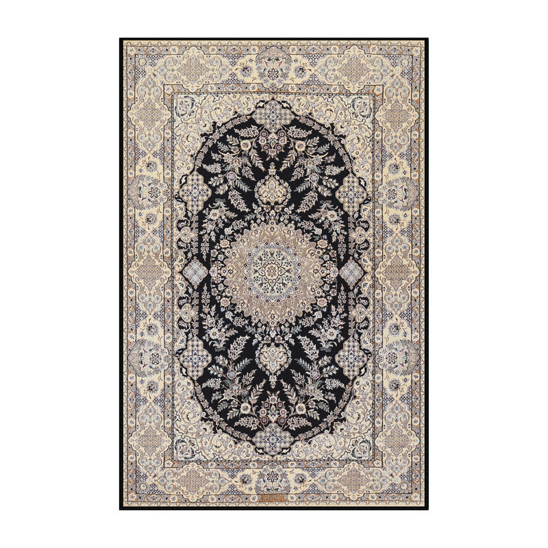Tapis oriental beige / noir en laine / polyester tissé à la machine Reczkowski, Rectangle 2 pi x 3 pi