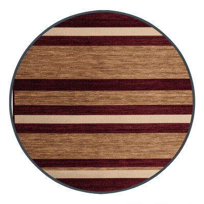 Machine Washable Horizontal Stripes Red Area Rug