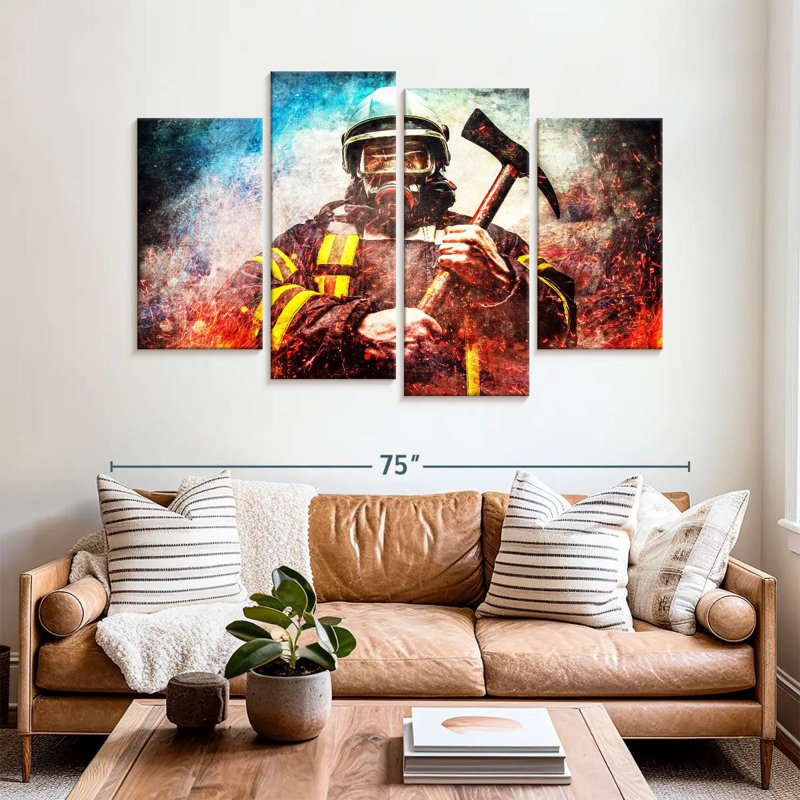 Lelar Masked Firefighter, 42" H x 68" W