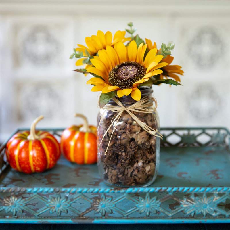 Arrangement floral tournesols en pot, Jaune