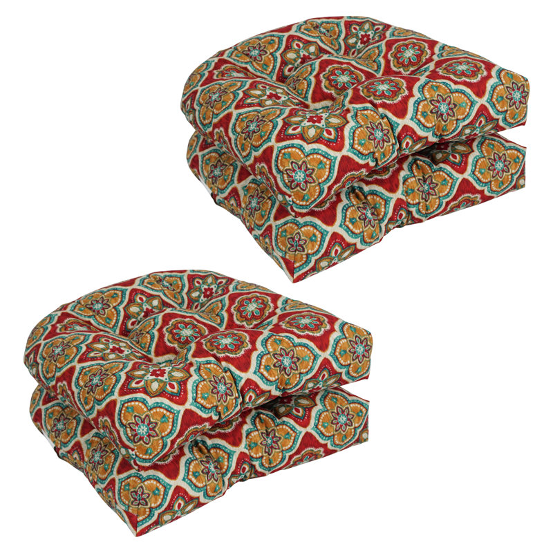 Outdoor 5'' Rocking Chair Seat Cushion, Red/Brown