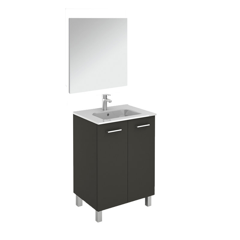 Ensemble de meuble-lavabo simple avec miroir Logic, Anthracite, 24"