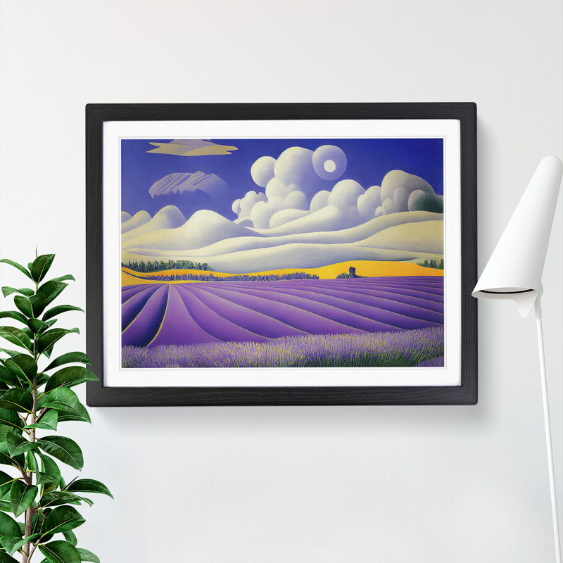 Delicious Lavender Flower Field - Single Picture Frame Painting, Black, 25cm H x 34cm W x 2cm D