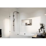 Venus 34 in. x 66.75 in. Frameless Arched Single Fixed Bath Panel