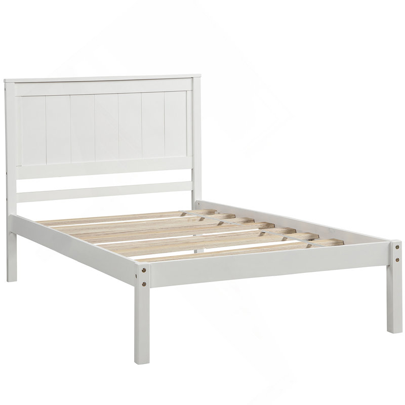 Lit standard simple en bois massif Perry, Simple, Blanc