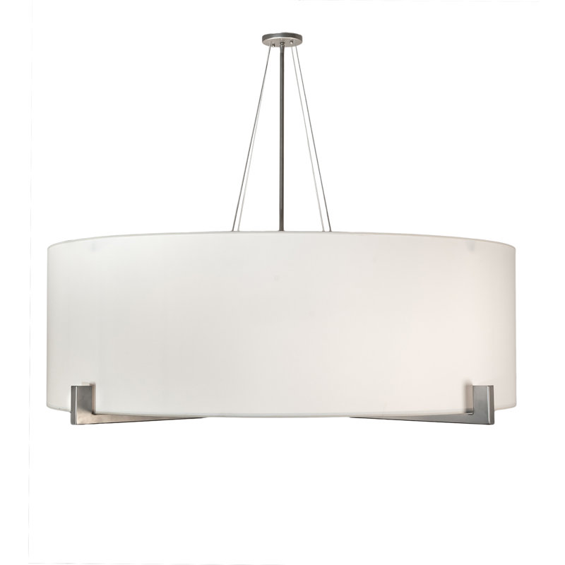 60" White and Nickel Drum Chandelier with Acrylic Shade