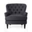 Élégant fauteuil club avec assise en tissu gris, base en bouleau classique, structure stable