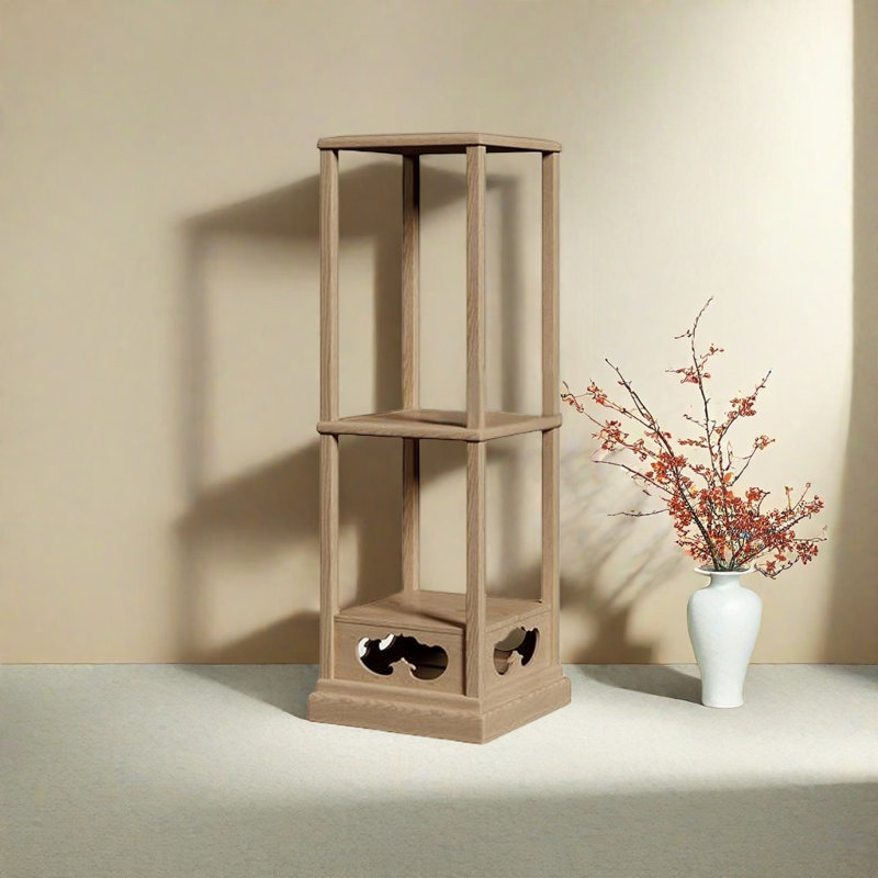 Solid Wood Multi - layer Plant Stand with Simple, Beige