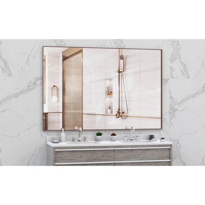 72x48 Inches Aluminum Wall Mirror With Removable Tray For Bathroom Dressing Room Vertical Horizontal Hanging In Yellow And Coral Tones Oversized Framed Full Body Bedroom Living Mounting +