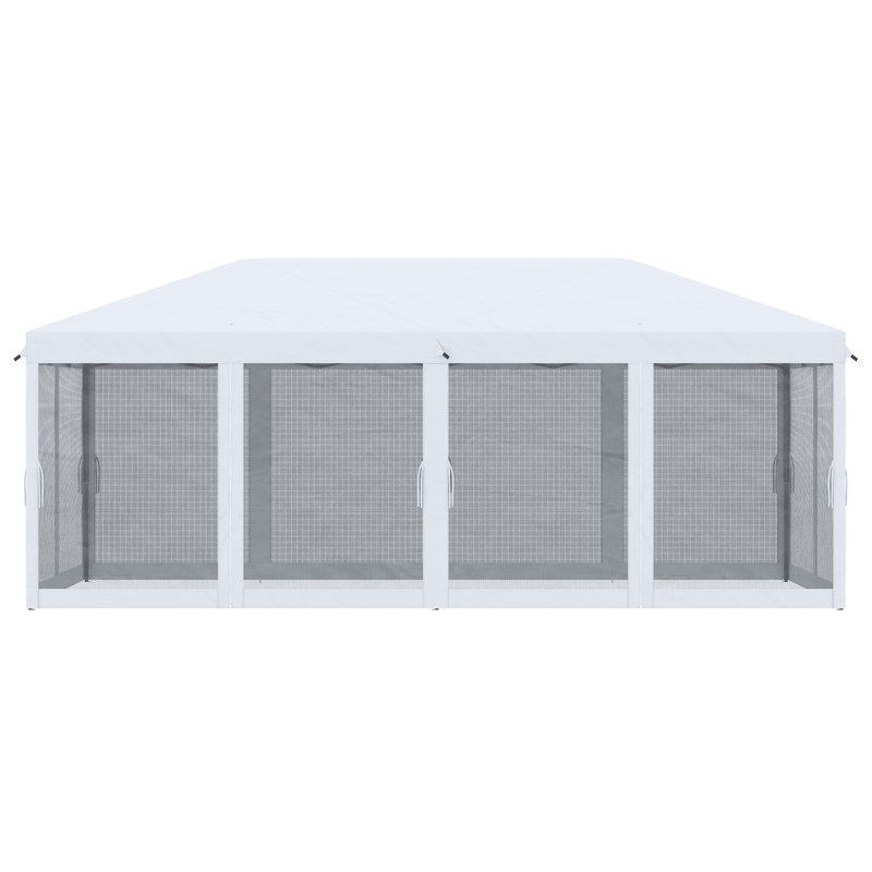 10' X 20' Pop Up Canopy Tent With Netting, Heavy Duty Instant Sun Shelter, Large Tents For Parties With Carry Bag For Outdoor, Garden, Patio, Beige