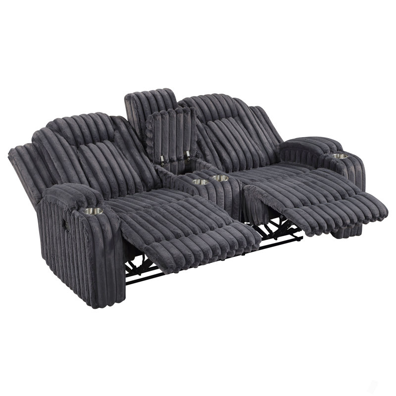 Causeuse inclinable avec console centrale Porte-gobelet Comfort, Gris foncé