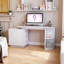 Table de bureau moderne, bureau extensible avec tiroirs de rangement et tablette ouverte, bureau d'ordinateur avec huche et bibliothèque, bureau de direction en bois pour adolescents Bureau d'écriture pour ordinateur portable