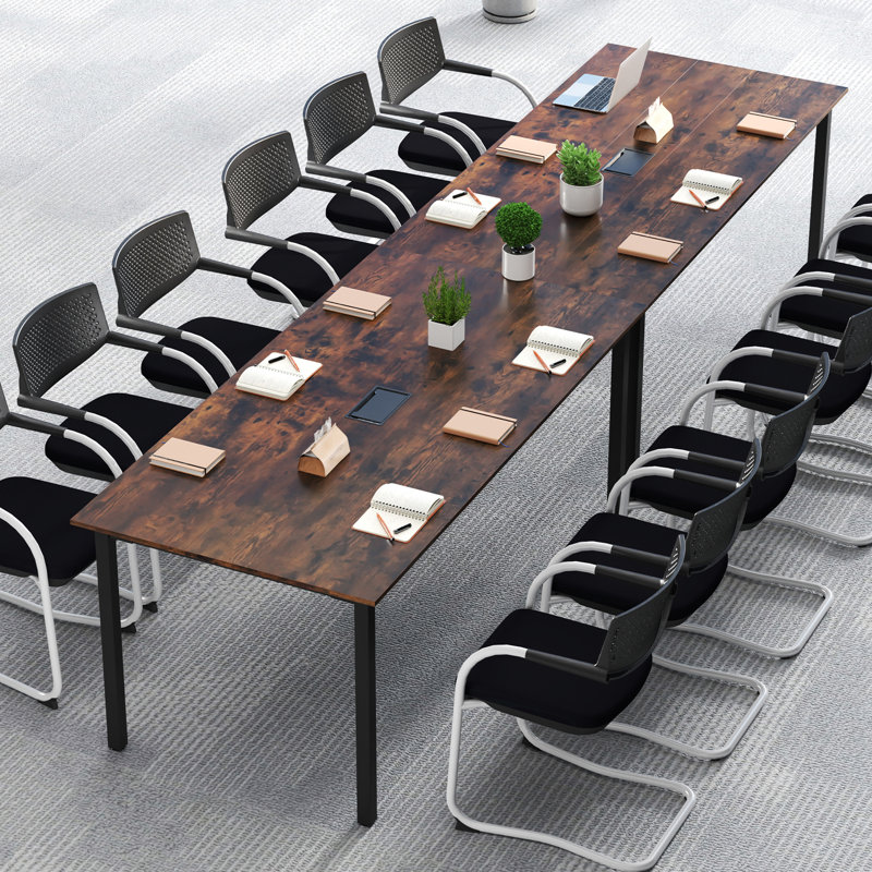 2PCS Large Office Table w/ Cable Grommet Sturdy Metal Legs for Boardroom