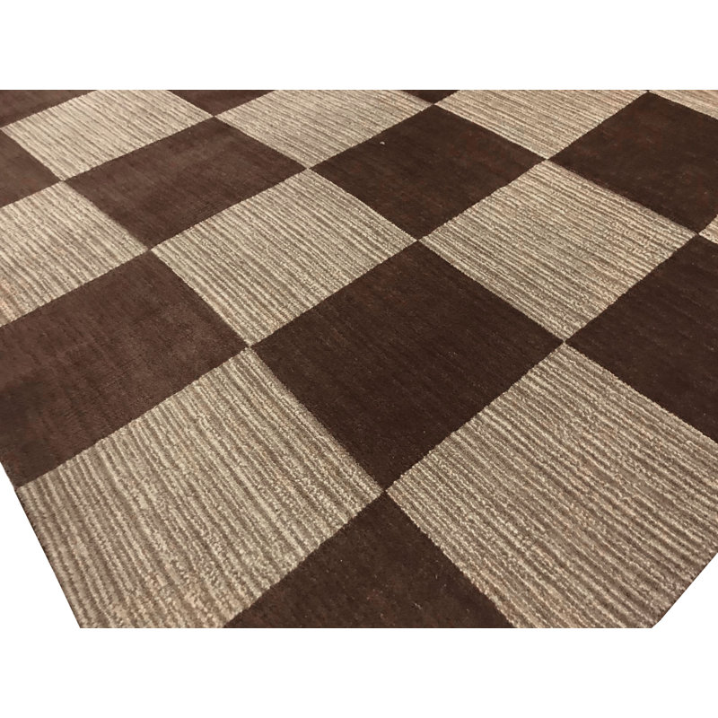 Gabbeh Hand Woven Wool Checkered Area Rug