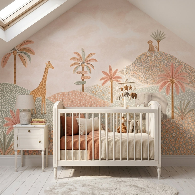 Décoration murale chambre d'enfant amovible Jungle Vibe, 120 po x 96 po, Peler et coller