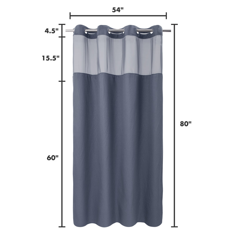 Rideau de douche Ramjani Waffle Weave, H 80 po x l 54 po, Bleu nuit