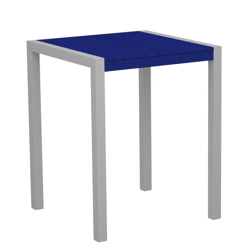 Table de comptoir POLYWOOD MOD, Bleu pacifique, Argent texturé, L 35,18 po x P 35,18 po