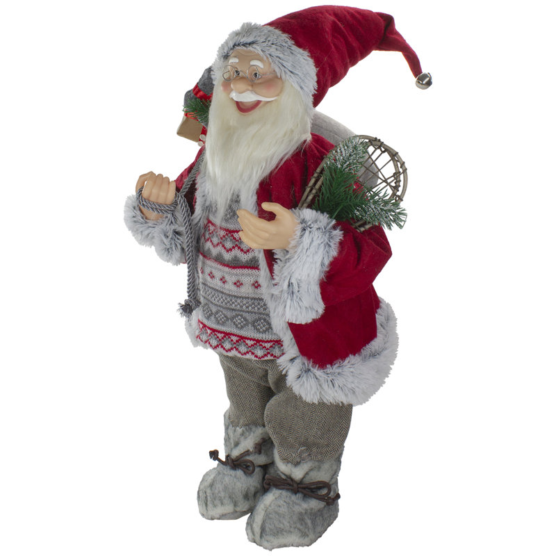 Figurine de père Noël debout 2 'portant des raquettes et des cadeaux
