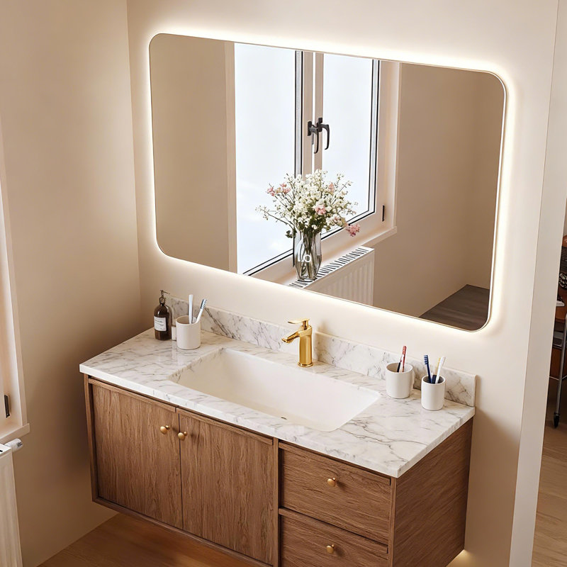 Frameless Bathroom Mirror LED Lighted Dimmable Mirror with Color Adjustable and Memory Function , 48" x 30"