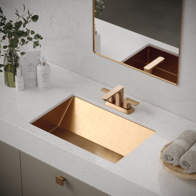 Lavabo de salle de bain rectangulaire encastrable en acier inoxydable 15,75 po Karran Cinox