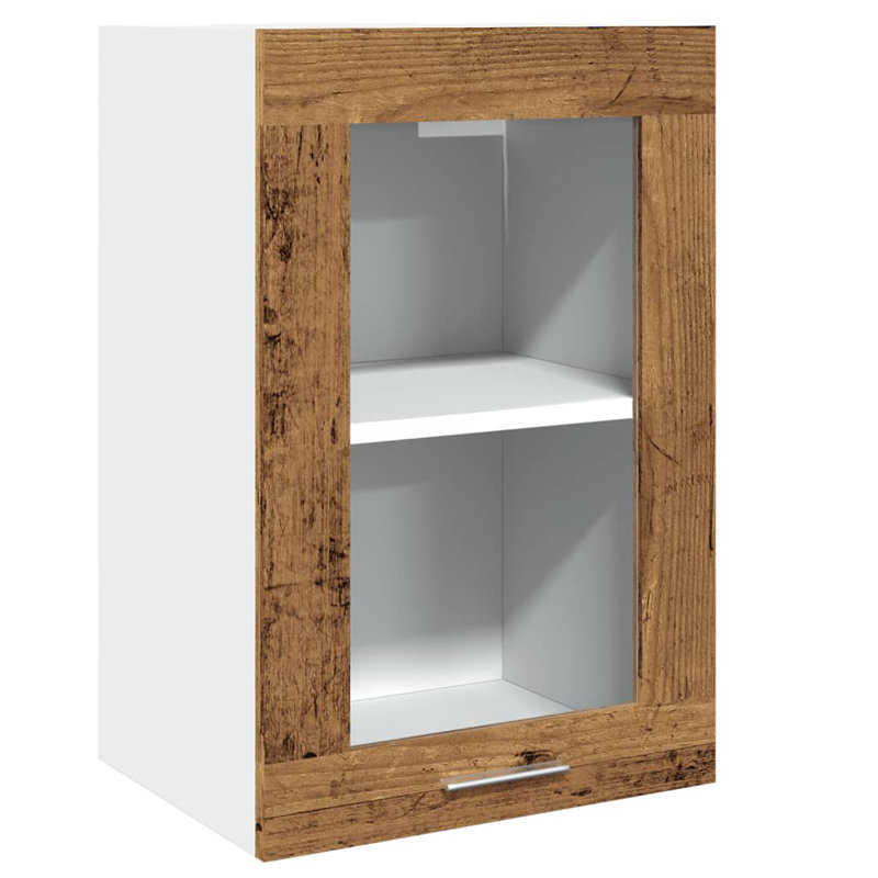 Rosalindo Hanging Glass Cabinet Lyon 40x31x60 cm Engineered Wood, Old Wood