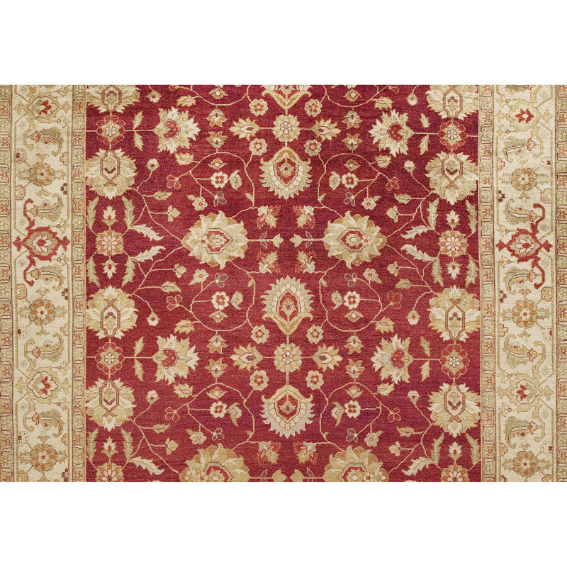 Wool Oriental Area Rug in Red/Beige/Ivory, Rectangle 8' x 10'
