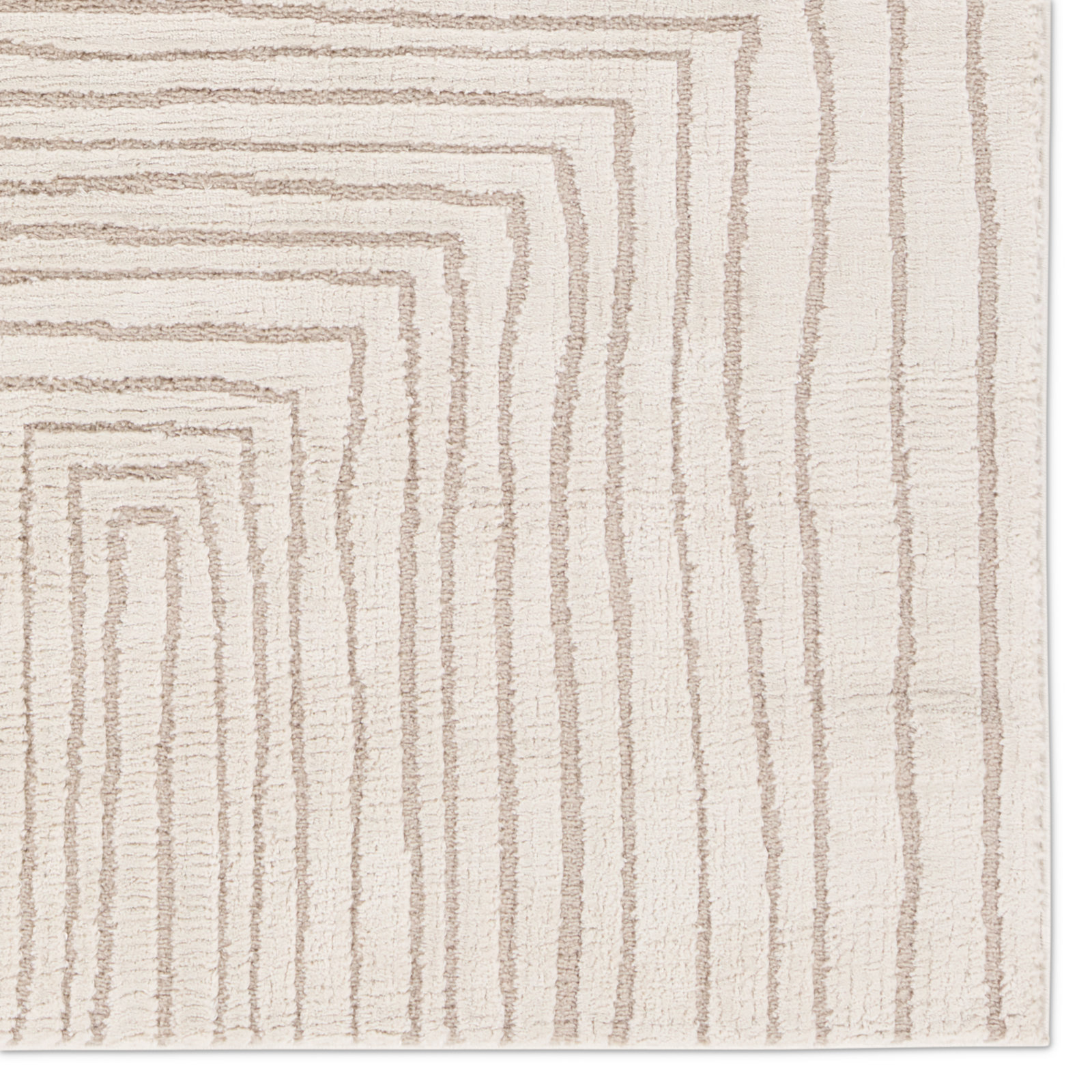 Quillan Ivory Beige Striped Rug, Rectangle 7'6" x 10'