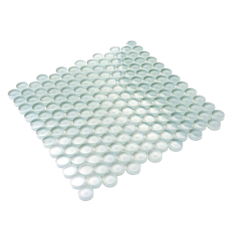 Penny 1 " X 1 " Straight Edge Glass Mosaic Sheet Wall & Floor Tile, Ice