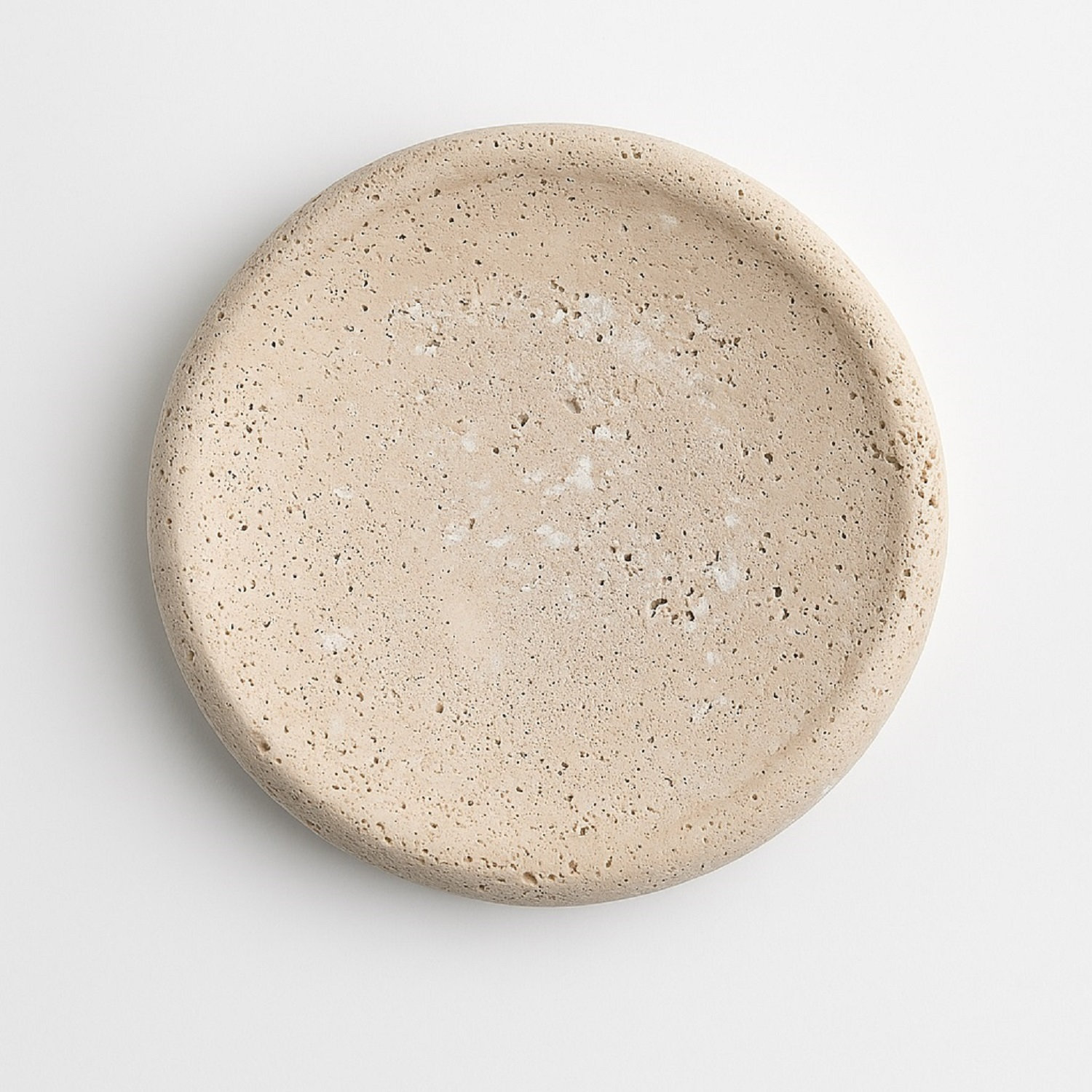 Travertine Round Decorative Tray, 1.6" H x 10" W x 10" D