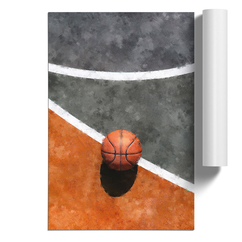 Basketball Court Painting - Frameless Print, 59cm H x 42cm W x 0.1cm D