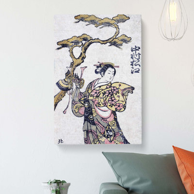 Woman Beneath A Tree by Kitao Shigemasa - Wrapped Canvas