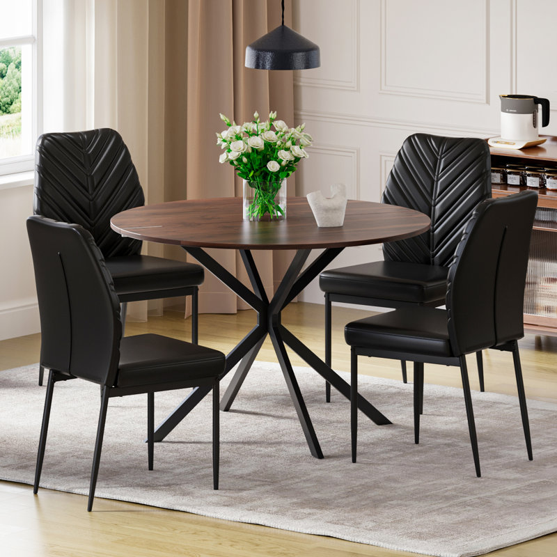 4 - Person Dining Set, Brown, Black