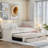 Upholstered Daybed With Trundle, Three Drawers And Vertical Striped Design-631760013-631760011