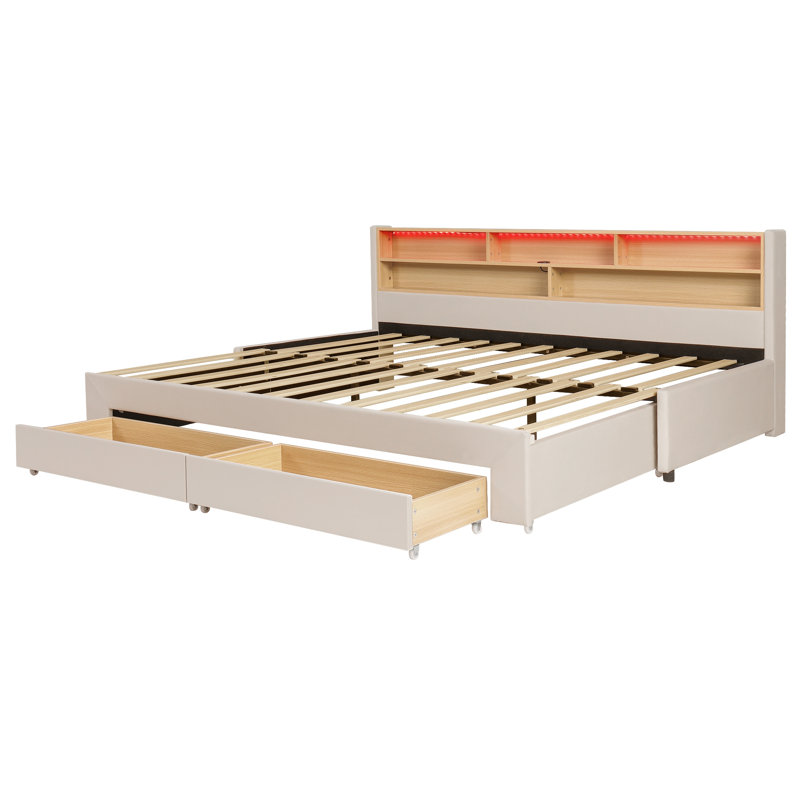 Upholstered Bed, Beige