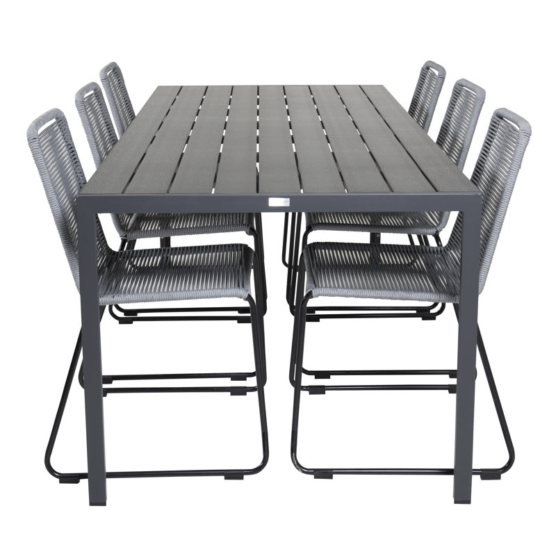Hiran 6 - Person Patio Dining Set with Rectangular Table