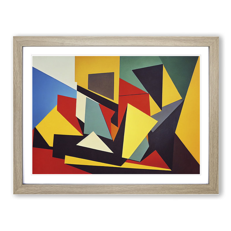 Shapes - Single Picture Frame Print, 46cm H x 64cm W, Oak Framed