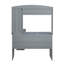 Bureau d'ordinateur gris en L moderne avec huche de rangement, conception en coin