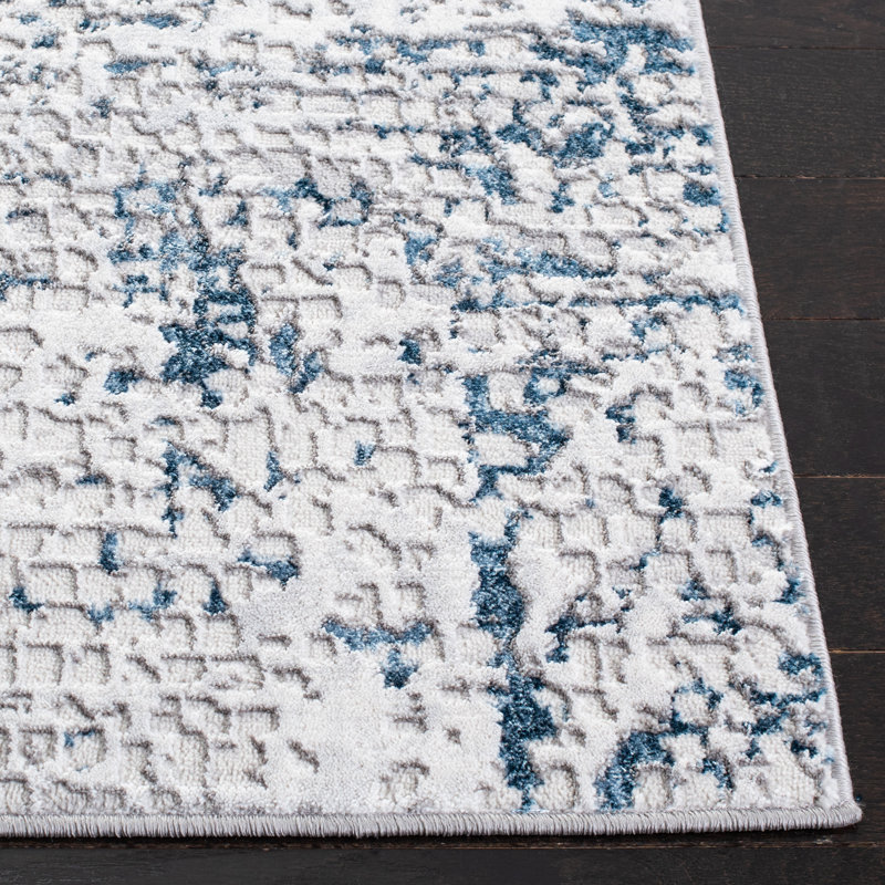 Amelia Grey and Blue Synthetic Easy Care Area Rug