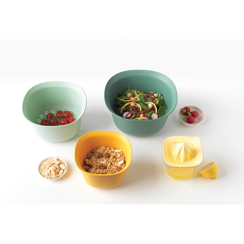 Brabantia 4 Piece Nested Mixing Bowl Set Including Colander and Juicer Brabantia